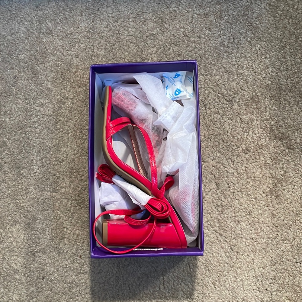 Red strappy sandals